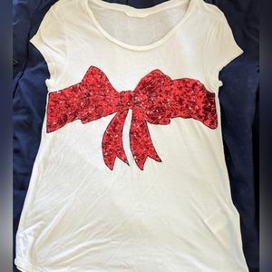 Red Sequins Bow T-shirt